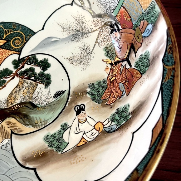 Japanese Kutani Porcelain Bowl Large Hand Painted In The Early 20th Cent… - Picture 12 of 16
